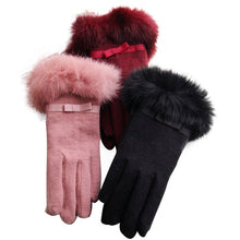 Load image into Gallery viewer, Kitten Mittens Faux Fur Lining Touch Smart Gloves Vista Shops