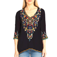 Load image into Gallery viewer, Private Garden Embroidered Tunic Tops In Vivid Colors Vista Shops