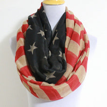 Load image into Gallery viewer, Vintage Inspired American Flag Infinity Scarf Vista Shops