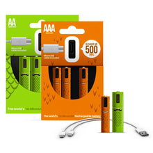 Load image into Gallery viewer, ECO Recharge 4 Pack AA Or AAA USB Rechargeable Batteries Vista Shops