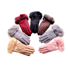 Load image into Gallery viewer, Kitten Mittens Faux Fur Lining Touch Smart Gloves Vista Shops