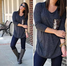 Load image into Gallery viewer, Queenie Tunic Top With Sequined Pocket Vista Shops