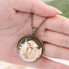 Load image into Gallery viewer, BEACH GIRL Sea Shells In Glass Locket Pendant Necklace Vista Shops