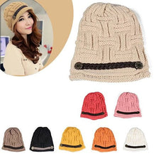 Load image into Gallery viewer, Be My Beanie Soft Wool Beanie Cap With Vegan Leather Trim Vista Shops