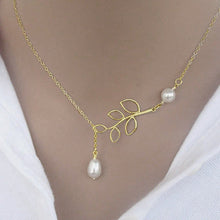 Load image into Gallery viewer, Pearls Of Joy Lariat Necklace In White Gold And Yellow Gold Plating Vista Shops