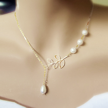 Load image into Gallery viewer, Pearls Of Joy Lariat Necklace In White Gold And Yellow Gold Plating Vista Shops