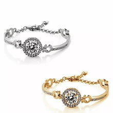 Load image into Gallery viewer, Queen's Luck Swarovski Crystal Bracelets In White And Yellow Gold Overlay Vista Shops