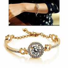 Load image into Gallery viewer, Queen's Luck Swarovski Crystal Bracelets In White And Yellow Gold Overlay Vista Shops