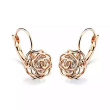 Load image into Gallery viewer, ROSE IS A ROSE 18kt Rose Crystal Earrings In White Yellow And Rose Gold Plating Vista Shops