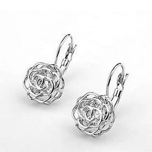 Load image into Gallery viewer, ROSE IS A ROSE 18kt Rose Crystal Earrings In White Yellow And Rose Gold Plating Vista Shops