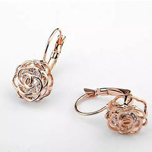 Load image into Gallery viewer, ROSE IS A ROSE 18kt Rose Crystal Earrings In White Yellow And Rose Gold Plating Vista Shops