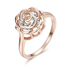Load image into Gallery viewer, Rose Is A Rose Set of 4 or Rings In 18kt Rose Crystals In White Yellow And Rose Gold Plating Vista Shops
