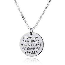 Load image into Gallery viewer, Sky High And Sea Deep Love Quote Collection Necklace Vista Shops