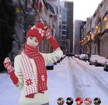 Load image into Gallery viewer, Snow Angel 3 pc XMas Set of Scarf, Hat And Gloves In 2 Tones Vista Shops