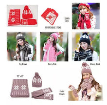 Load image into Gallery viewer, Snow Angel 3 pc XMas Set of Scarf, Hat And Gloves In 2 Tones Vista Shops