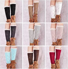 Load image into Gallery viewer, Vintage Style CableKnit At Your Feet Leg Warmer Socks With Lace Vista Shops