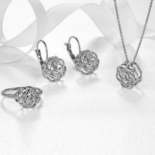 Load image into Gallery viewer, Rose Is A Rose Set Of Ring,Earrings and Pendant With Chain In 18kt Rose Crystals In White Yellow And Rose Gold Plating Vista Shops