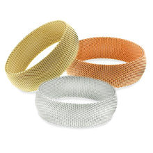 Load image into Gallery viewer, CHERISH Mesh Bangle Trio Of Gold Rose Gold Silver In 3 Sizes Vista Shops