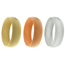 Load image into Gallery viewer, CHERISH Mesh Bangle Trio Of Gold Rose Gold Silver In 3 Sizes Vista Shops