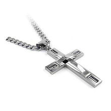 Load image into Gallery viewer, Keepsake Cross Pendant With A Curb Chain For Men 18kt Gold Plated Vista Shops