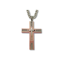 Load image into Gallery viewer, Keepsake Cross Pendant With A Curb Chain For Men 18kt Gold Plated Vista Shops
