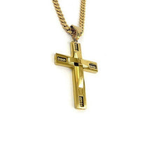 Load image into Gallery viewer, Keepsake Cross Pendant With A Curb Chain For Men 18kt Gold Plated Vista Shops