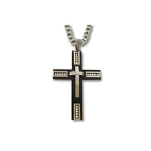 Load image into Gallery viewer, Keepsake Cross Pendant With A Curb Chain For Men 18kt Gold Plated Vista Shops