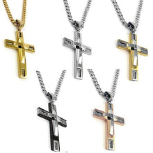 Load image into Gallery viewer, Keepsake Cross Pendant With A Curb Chain For Men 18kt Gold Plated Vista Shops