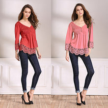 Load image into Gallery viewer, Explora Tops In Pretty Pintucks And Breezy Lace Details Vista Shops