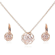 Load image into Gallery viewer, Rose Is A Rose Pendant And Chain 18kt Rose With 2ct CZ Bonus Free Earrings In White Yellow And Rose Gold Field Vista Shops
