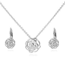 Load image into Gallery viewer, Rose Is A Rose Pendant And Chain 18kt Rose With 2ct CZ Bonus Free Earrings In White Yellow And Rose Gold Field Vista Shops