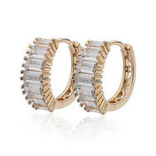 Load image into Gallery viewer, Shiny Baguettes Hoop Earrings in Baguette Stones in White Gold Vista Shops