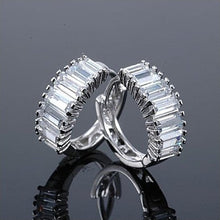Load image into Gallery viewer, Shiny Baguettes Hoop Earrings in Baguette Stones in White Gold Vista Shops