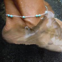 Load image into Gallery viewer, Mermaid Anklet Turquoise Beads On Silver Chain Vista Shops